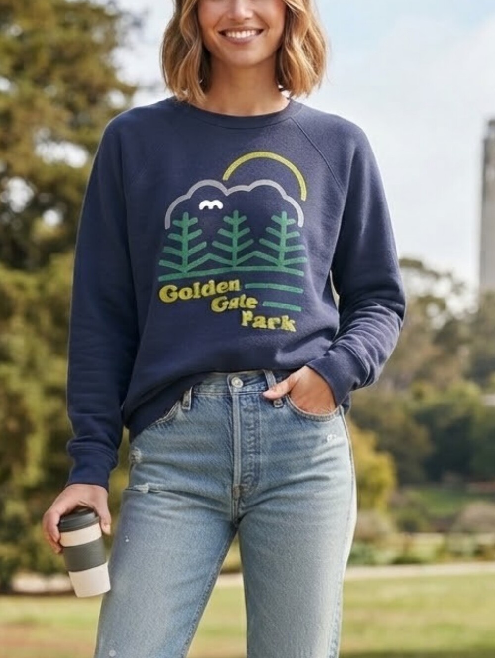 Golden Gate Park Graphic Sweatshirt in Navy — Cozy Women's Pullover